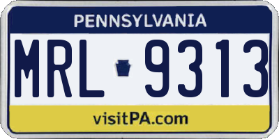 PA license plate MRL9313
