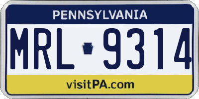 PA license plate MRL9314