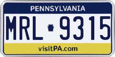 PA license plate MRL9315