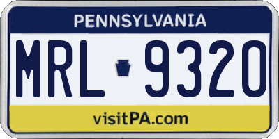 PA license plate MRL9320