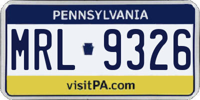 PA license plate MRL9326