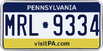 PA license plate MRL9334