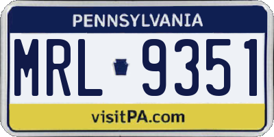 PA license plate MRL9351