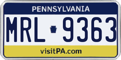 PA license plate MRL9363