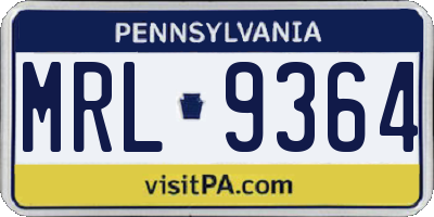 PA license plate MRL9364