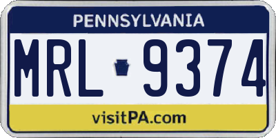 PA license plate MRL9374