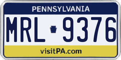 PA license plate MRL9376