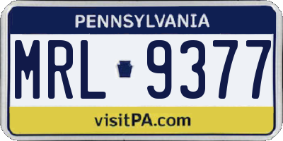 PA license plate MRL9377