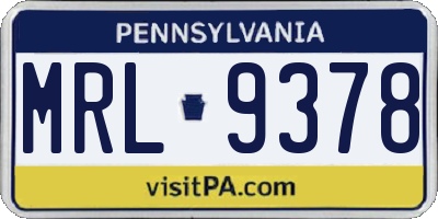 PA license plate MRL9378