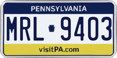 PA license plate MRL9403