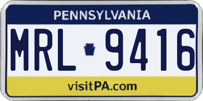PA license plate MRL9416