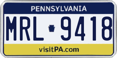 PA license plate MRL9418