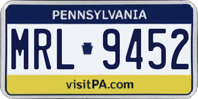 PA license plate MRL9452