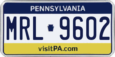 PA license plate MRL9602