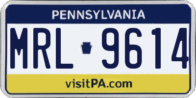 PA license plate MRL9614