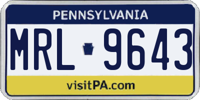 PA license plate MRL9643