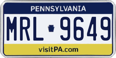PA license plate MRL9649