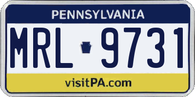 PA license plate MRL9731