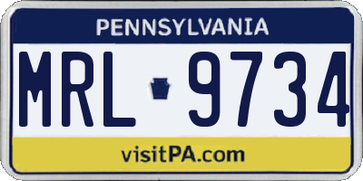 PA license plate MRL9734