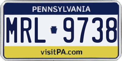 PA license plate MRL9738