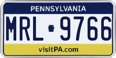 PA license plate MRL9766