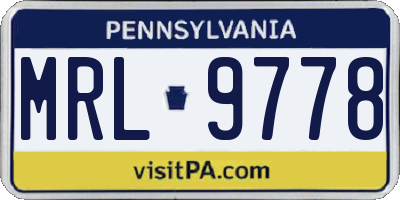 PA license plate MRL9778