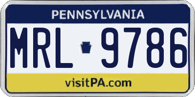 PA license plate MRL9786
