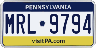 PA license plate MRL9794