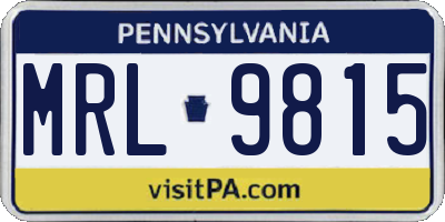 PA license plate MRL9815