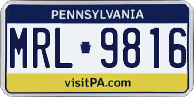 PA license plate MRL9816