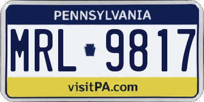 PA license plate MRL9817