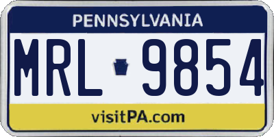 PA license plate MRL9854