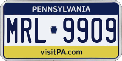 PA license plate MRL9909