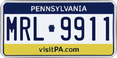 PA license plate MRL9911