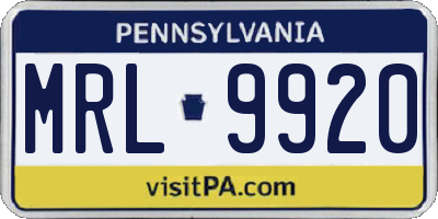 PA license plate MRL9920