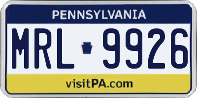 PA license plate MRL9926