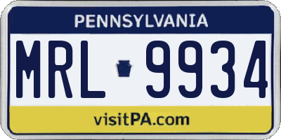 PA license plate MRL9934
