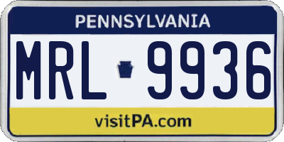 PA license plate MRL9936