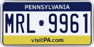 PA license plate MRL9961