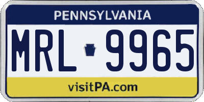 PA license plate MRL9965