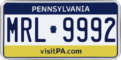 PA license plate MRL9992