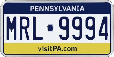 PA license plate MRL9994