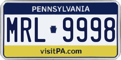 PA license plate MRL9998