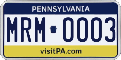 PA license plate MRM0003