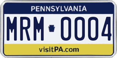 PA license plate MRM0004