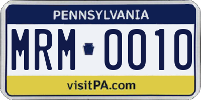 PA license plate MRM0010