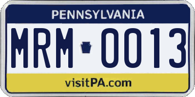 PA license plate MRM0013