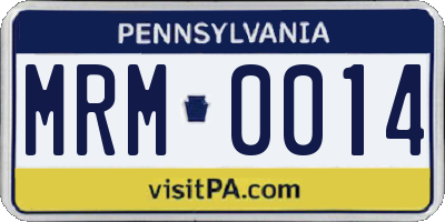 PA license plate MRM0014