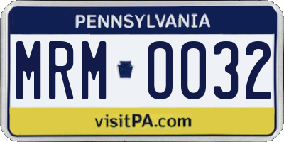 PA license plate MRM0032