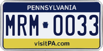 PA license plate MRM0033